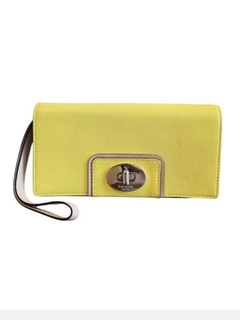 Kate Spade NWOT Mara Hampton Road Yellow Leather Turnlock Wristlet Wallet NWOT